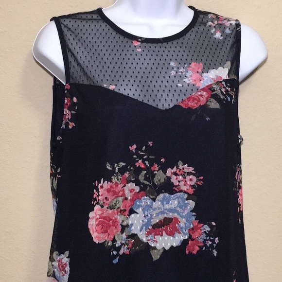 🌹 Apt 9 Women’s Navy Floral Blue Blouse - Picture 3 of 6